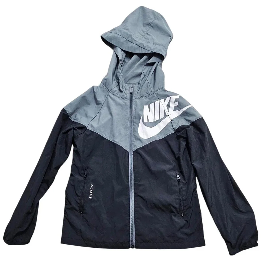 Nike Windrunner‎ Packable Windbreaker Jacket Grey Black CU9301-084 XS Loose *